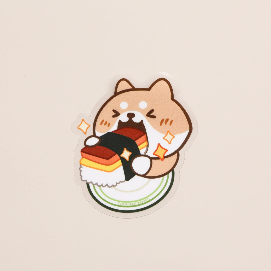 Savory Breakfast Spam Musubi | Transparent Vinyl Sticker