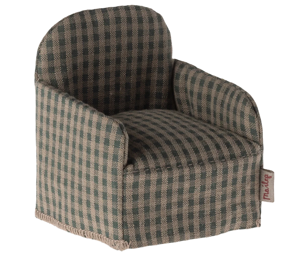 Miniature Sofa Chair | Green Checker