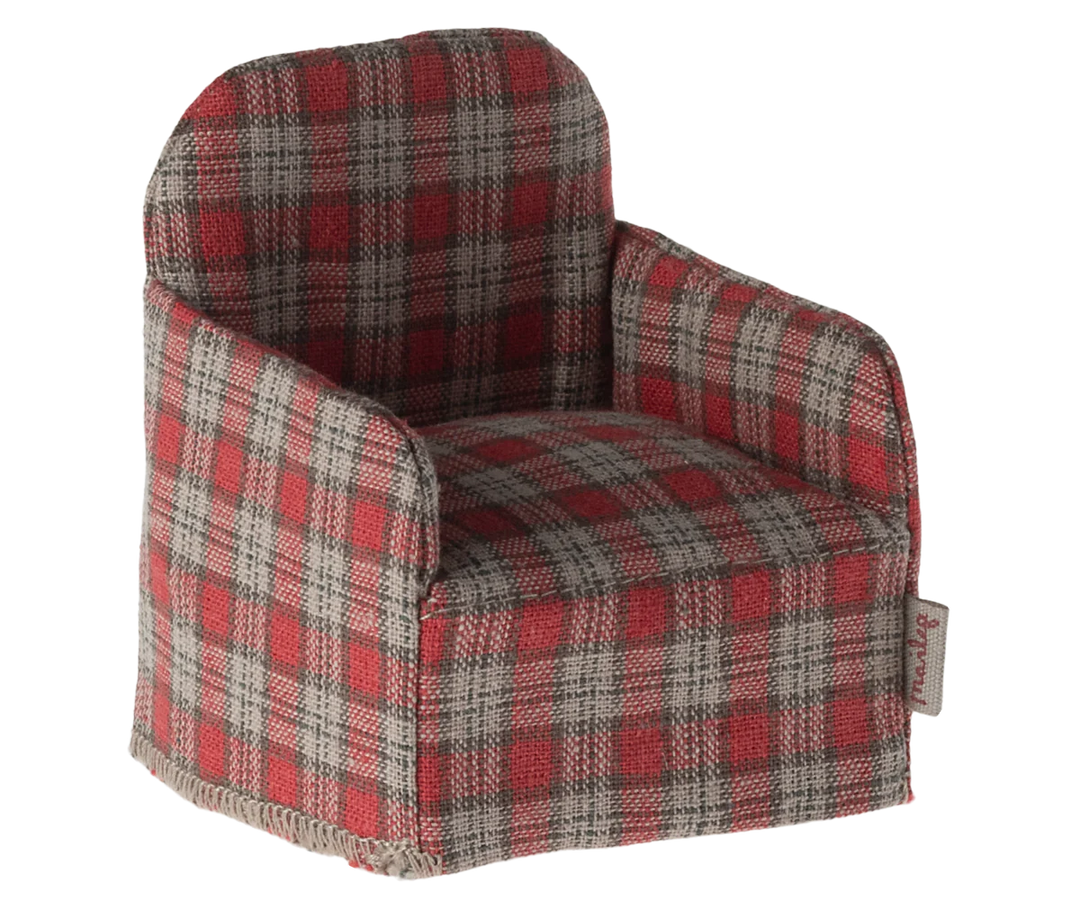 Miniature Sofa Chair | Red Checker