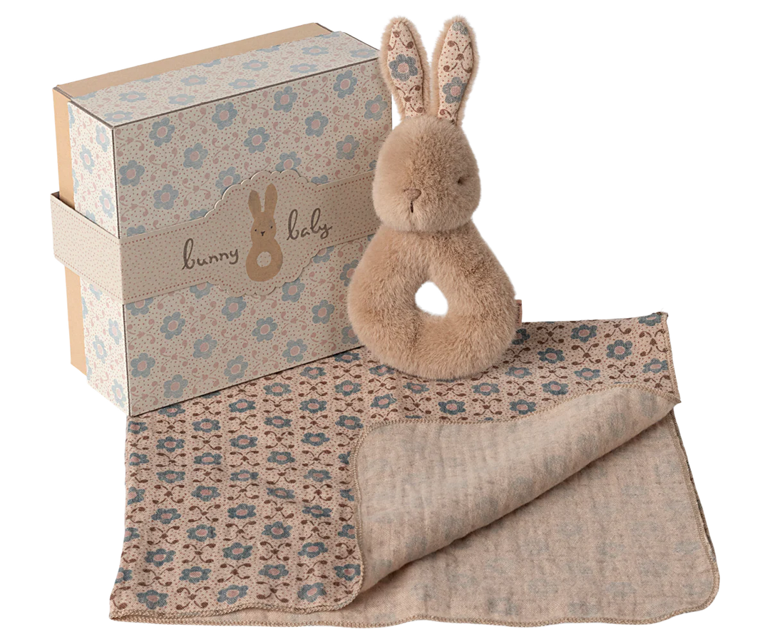 Rabbit Rattle Set | Cream Peach