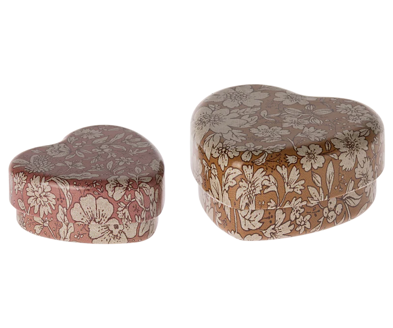 Metal Heart Box | Ocher Blossom | Set of 2