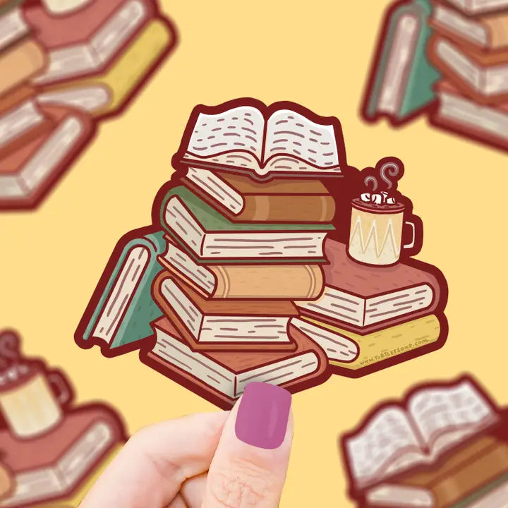 Cozy Book Stack | Vinyl Sticker