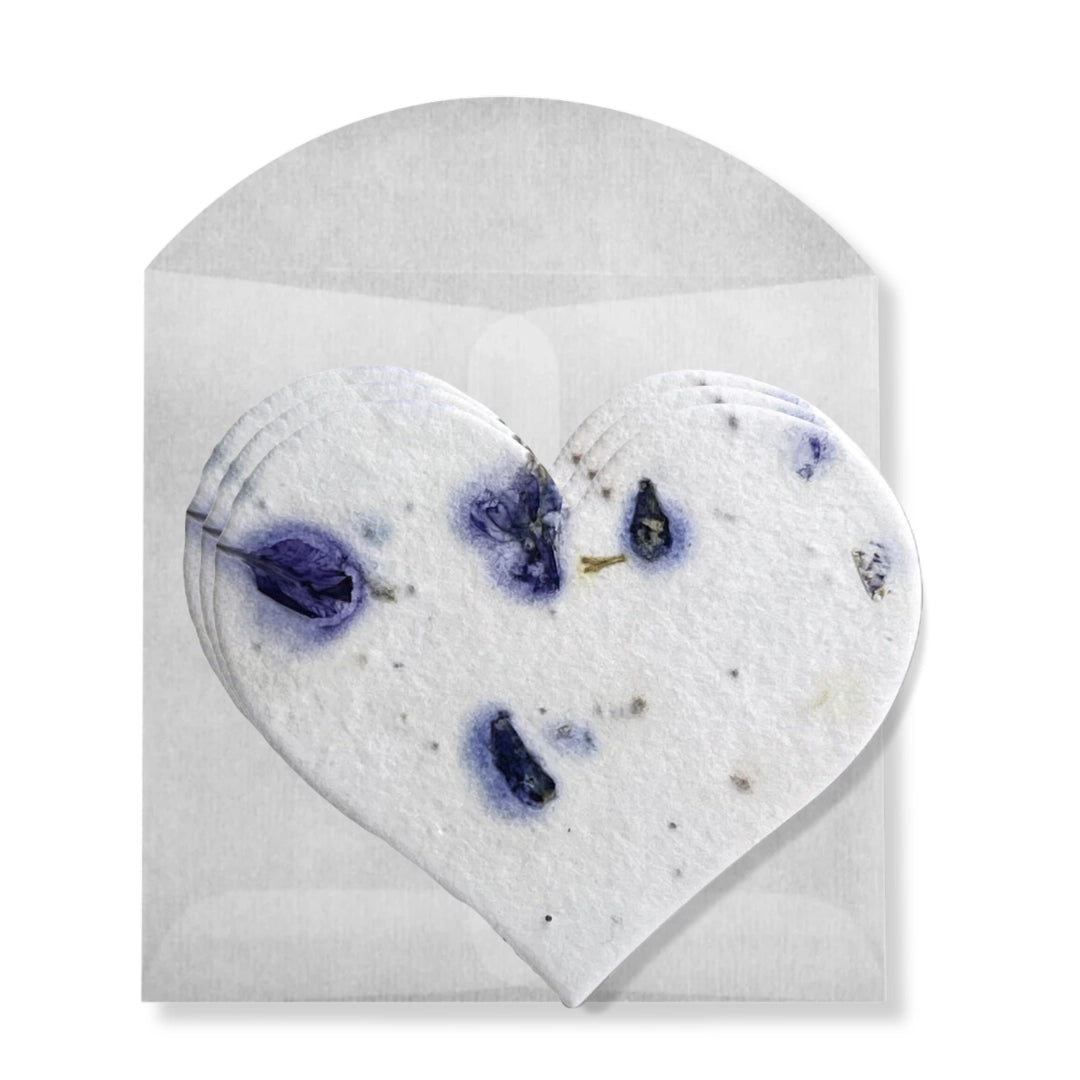 Heart Shaped Blue Wild Flower Card | Set of 3