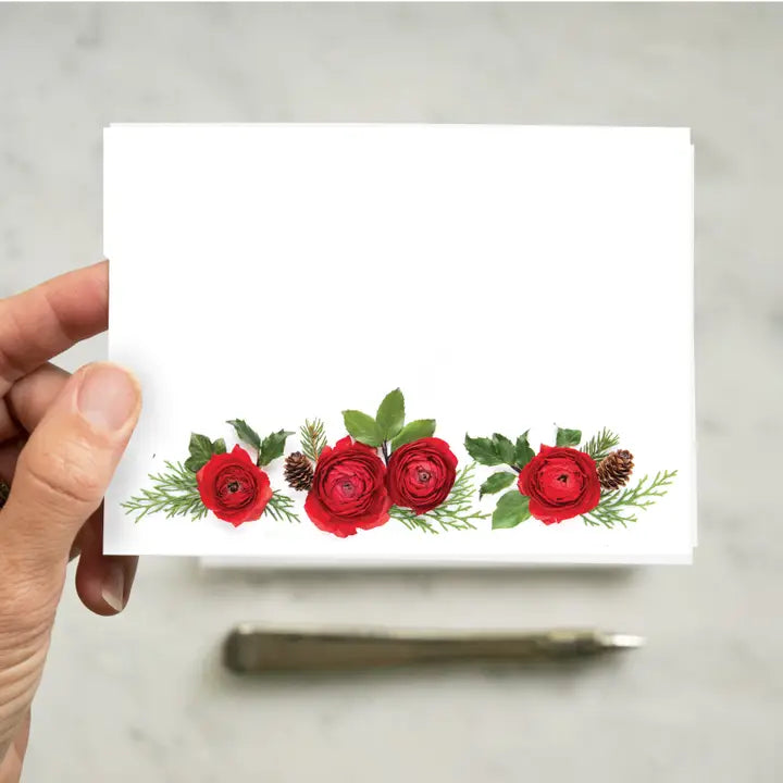 Red Ranunculus | 8 Flat Card Set
