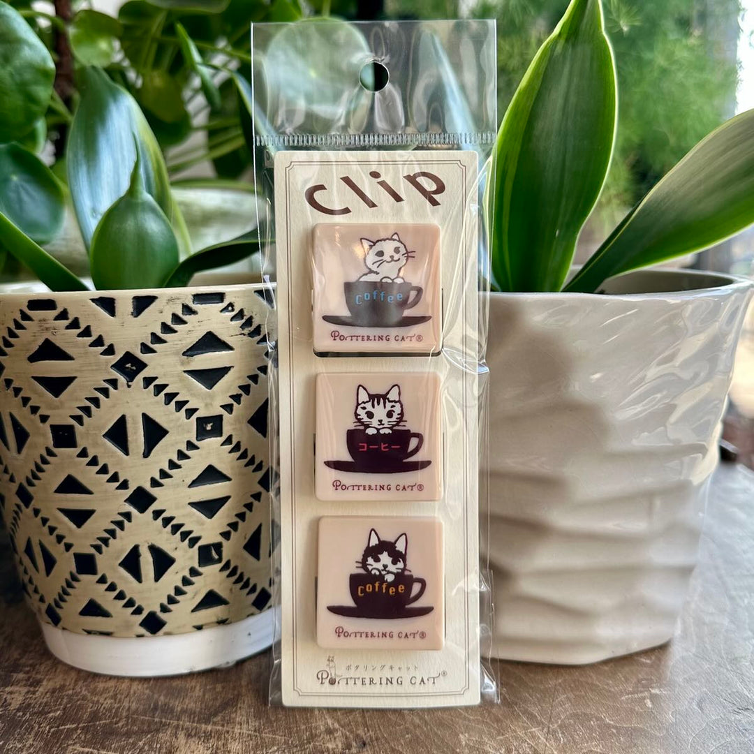 Coffee Cup Cat Standing Clip | Set of 3