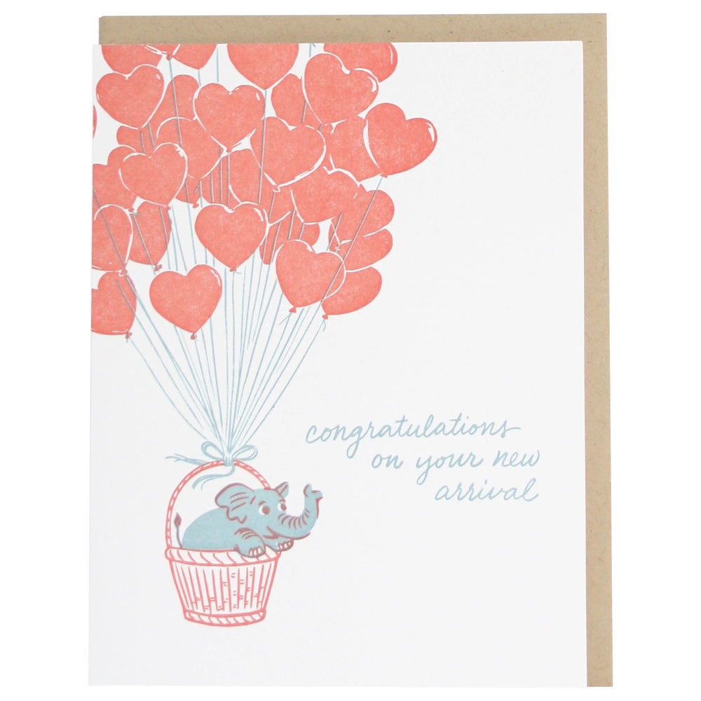 Elephant and Balloons | Greeting Card
