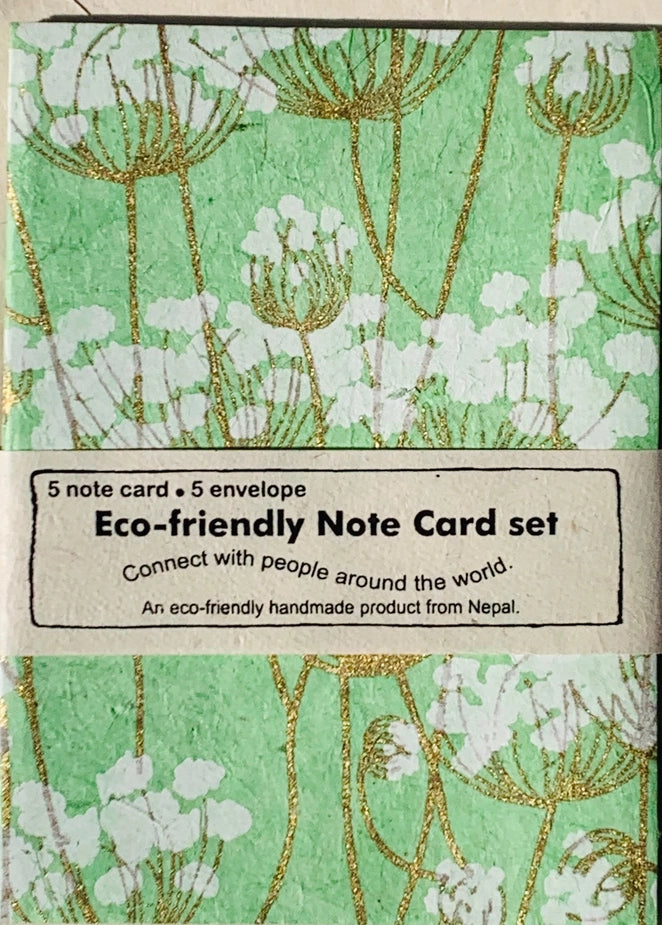 White Flower Field Folded Note Cards with Envelope | Set of 5