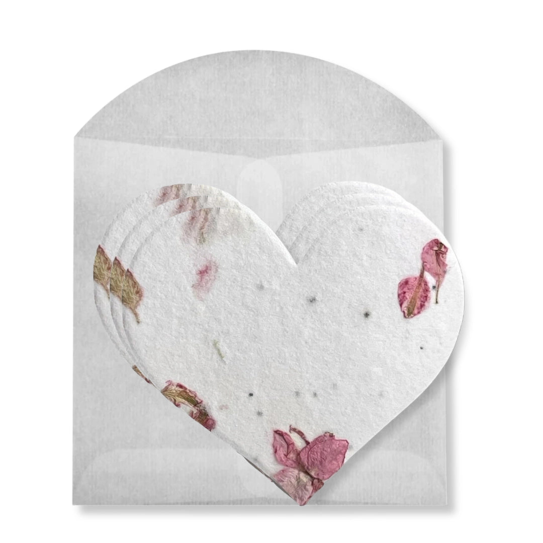 Heart Shaped Pink Wild Flower Card | Set of 3