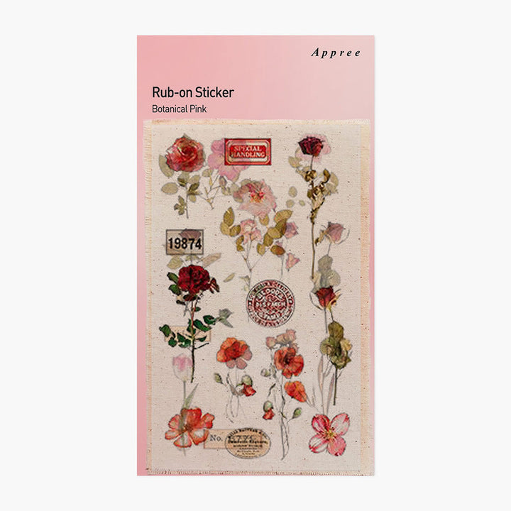 Botanical Pink Rub-On Stickers