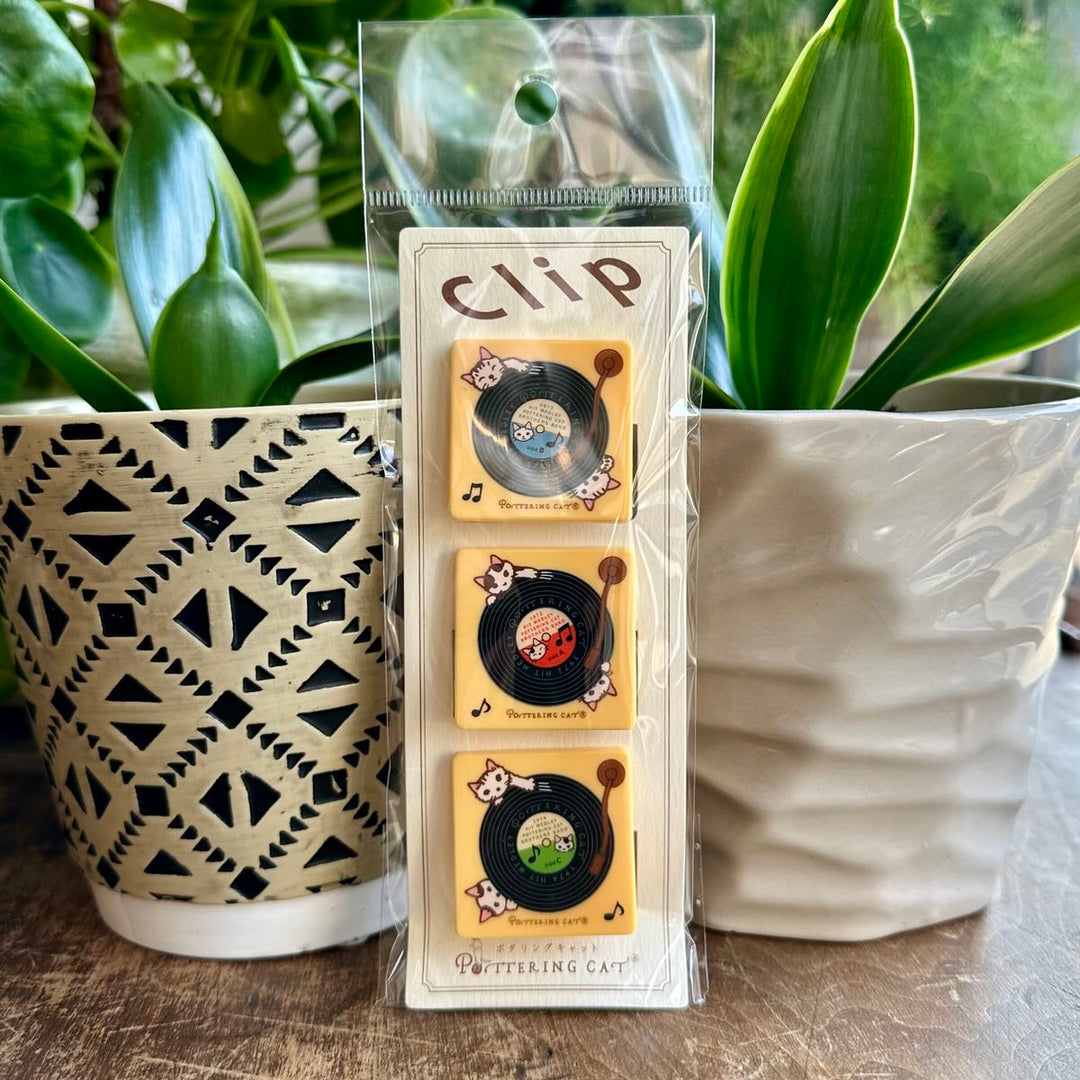 Vinyl Record Player Cat Standing Clip | Set of 3