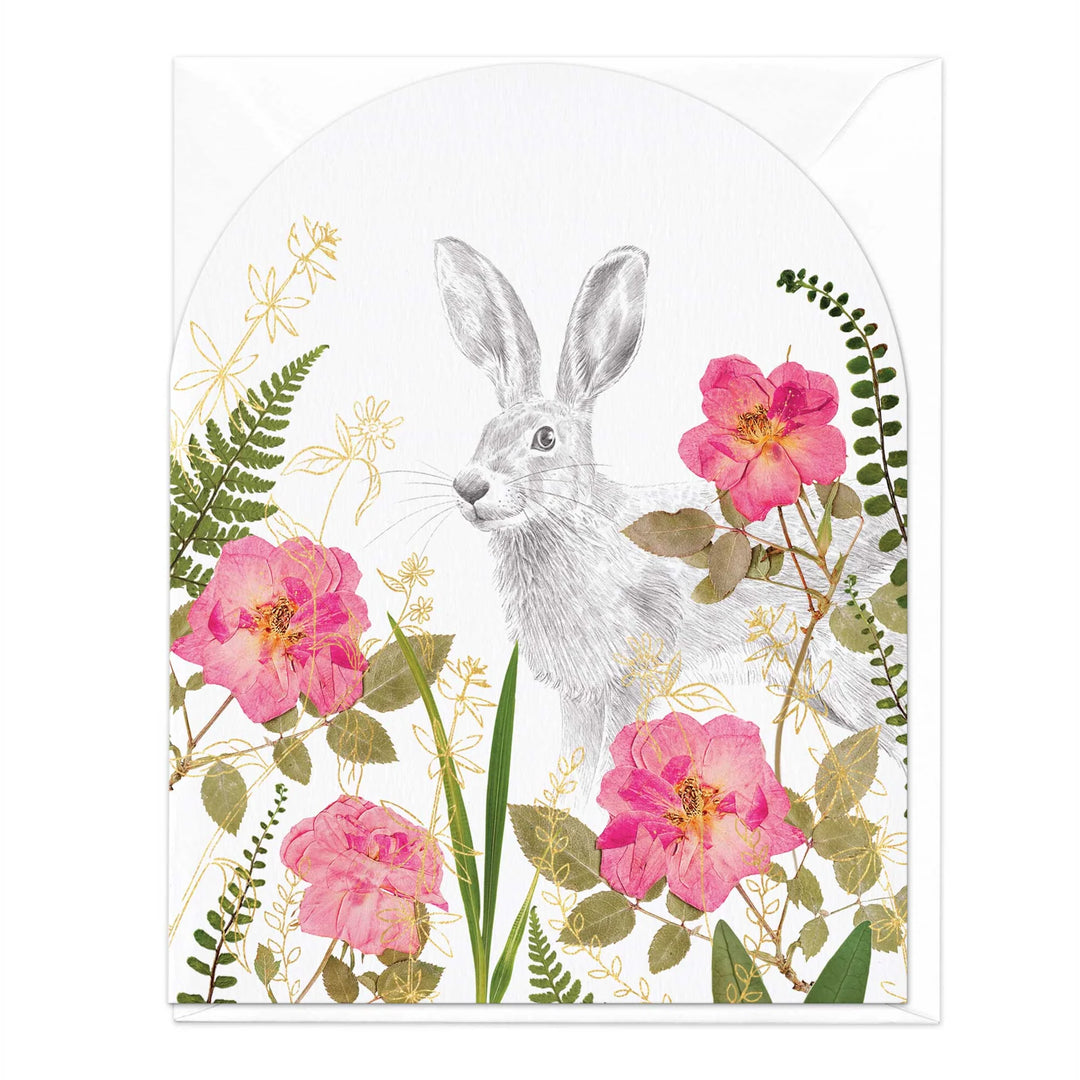 Rabbit in Pressed Rose | Greeting Card*