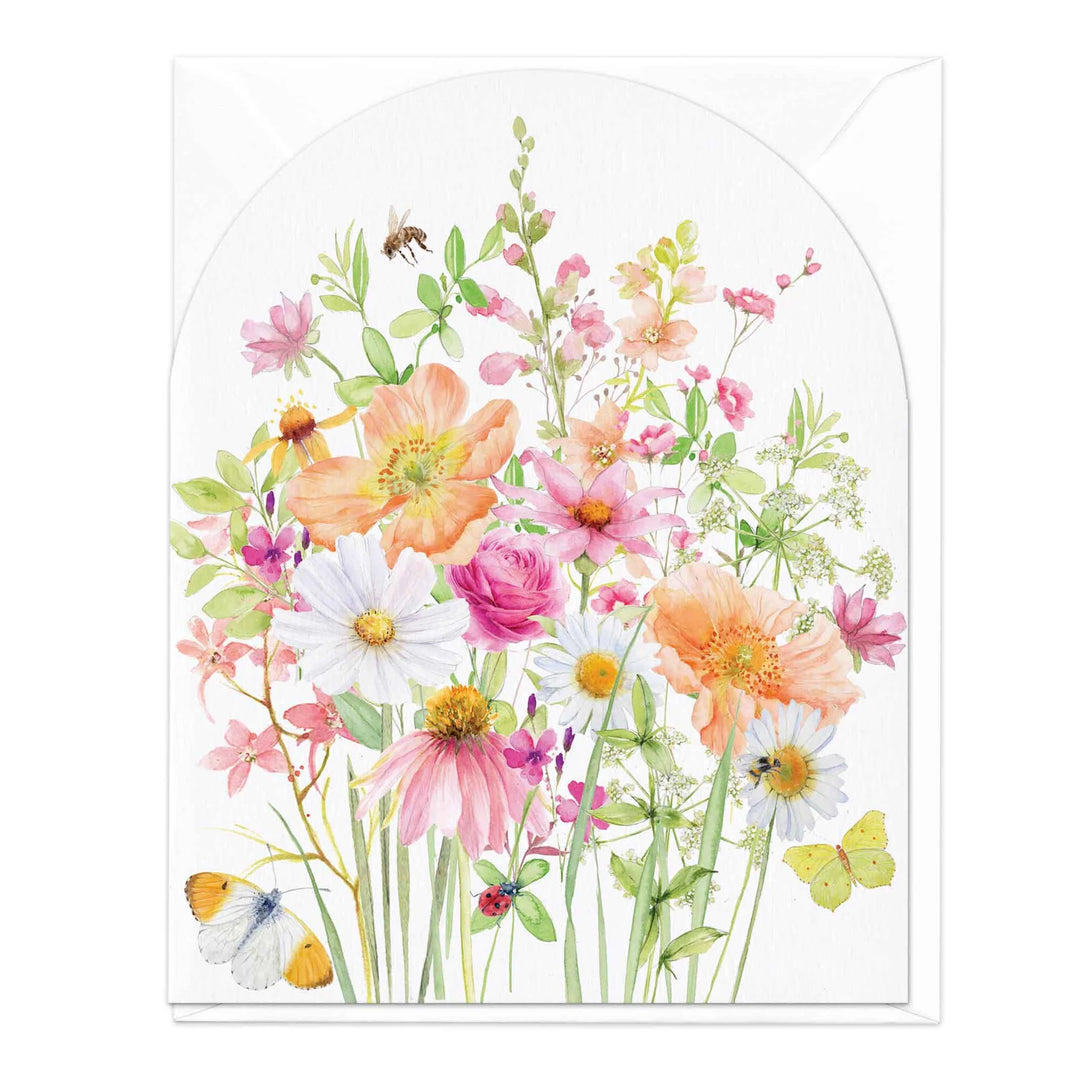 Apricot Echinacea and Geums | Greeting Card*