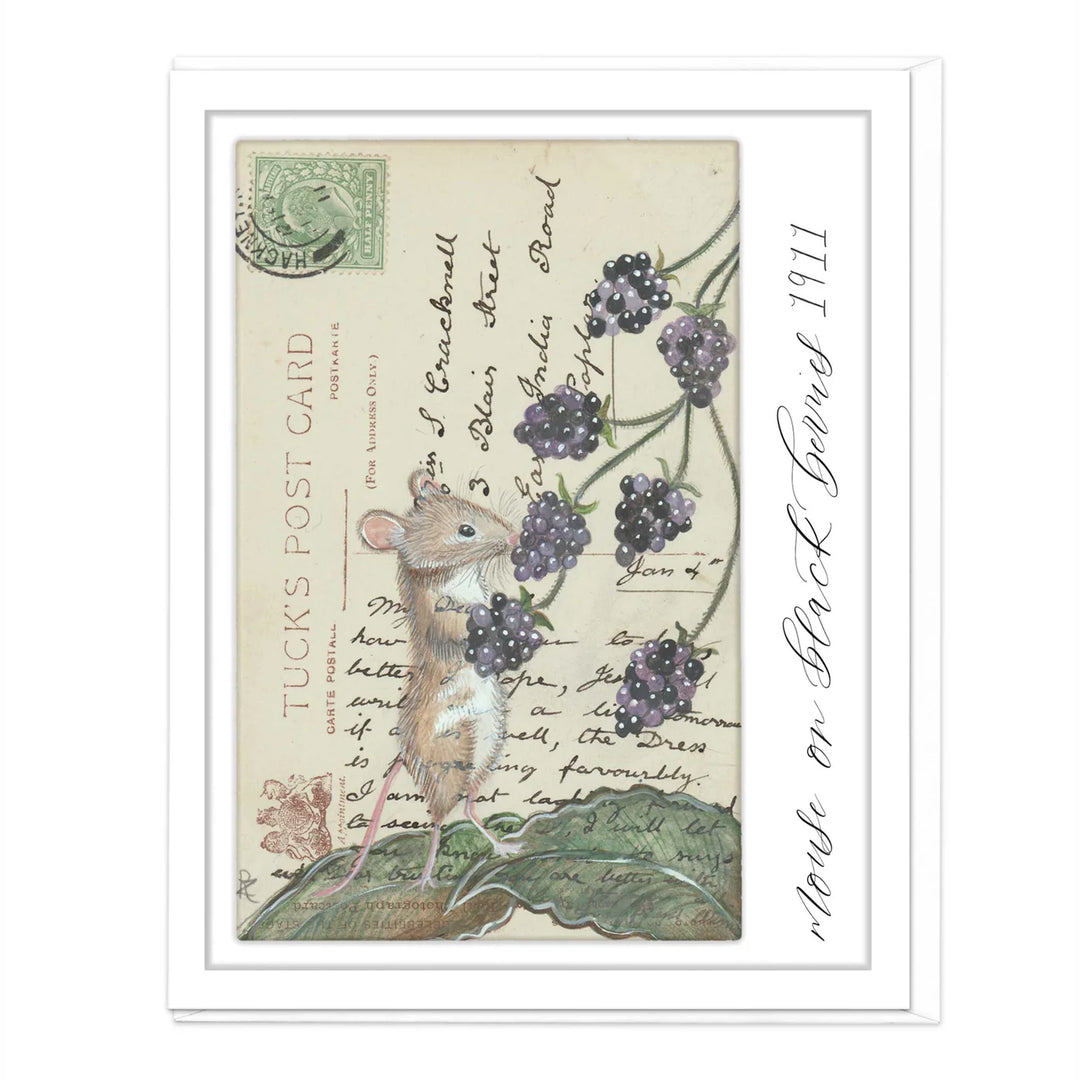 Blackberry Mouse Vintage Art | Greeting Card
