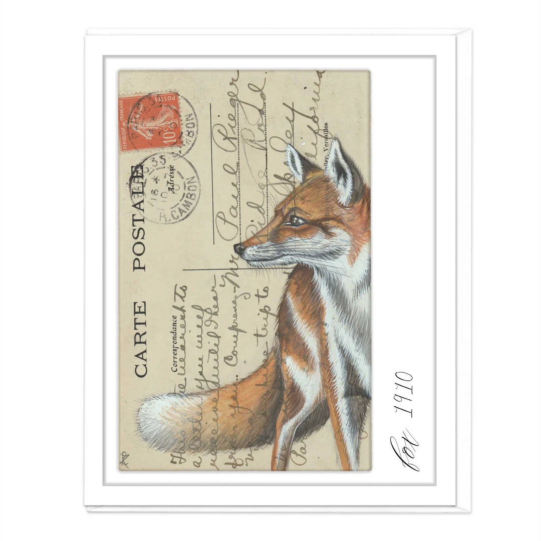 Painted Fox Vintage Art | Greeting Card