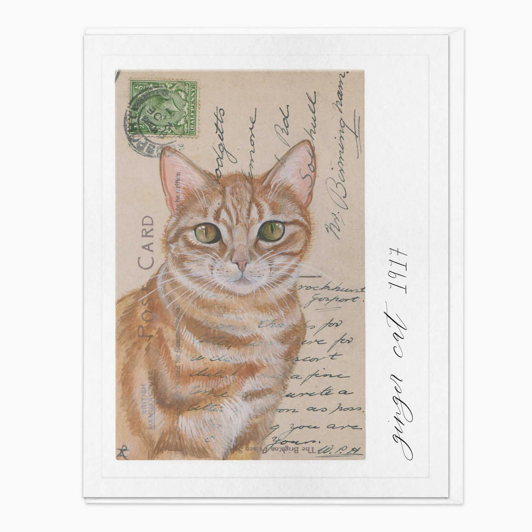 Ginger Cat Vintage Art | Greeting Card