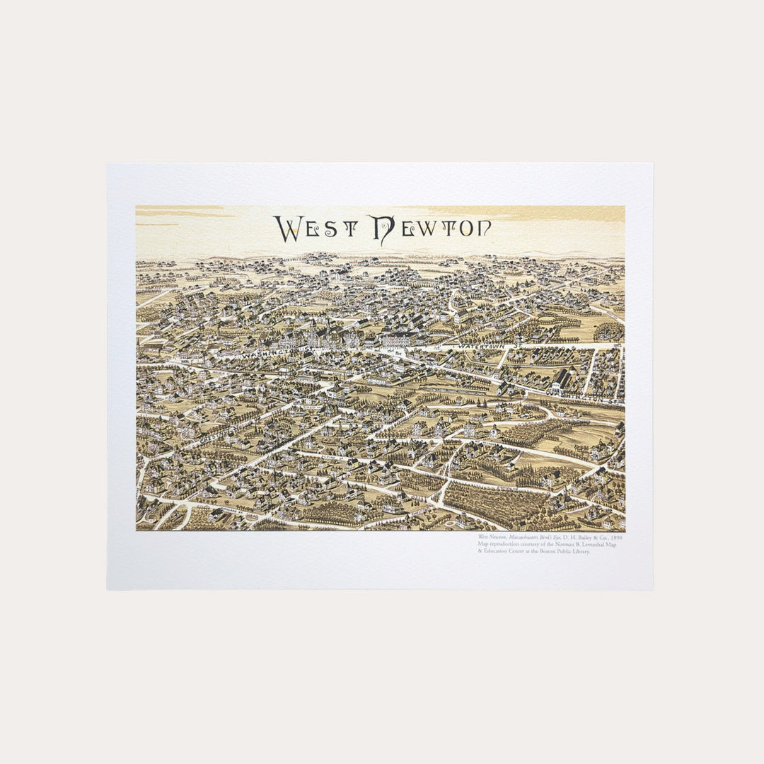 Bird’s Eye View of Newton 1890 | Art Print