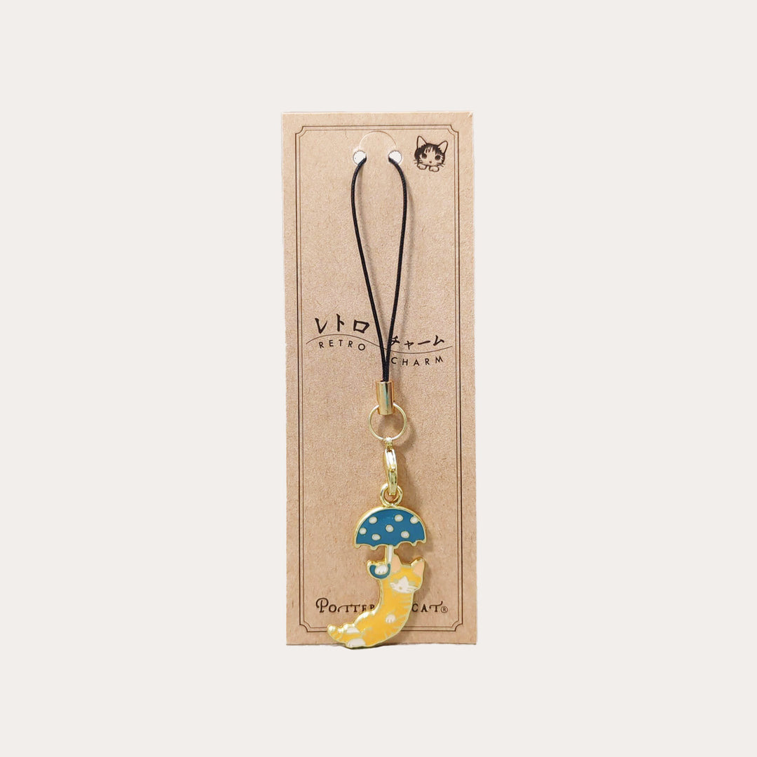 Umbrella Cat Enamel Charm