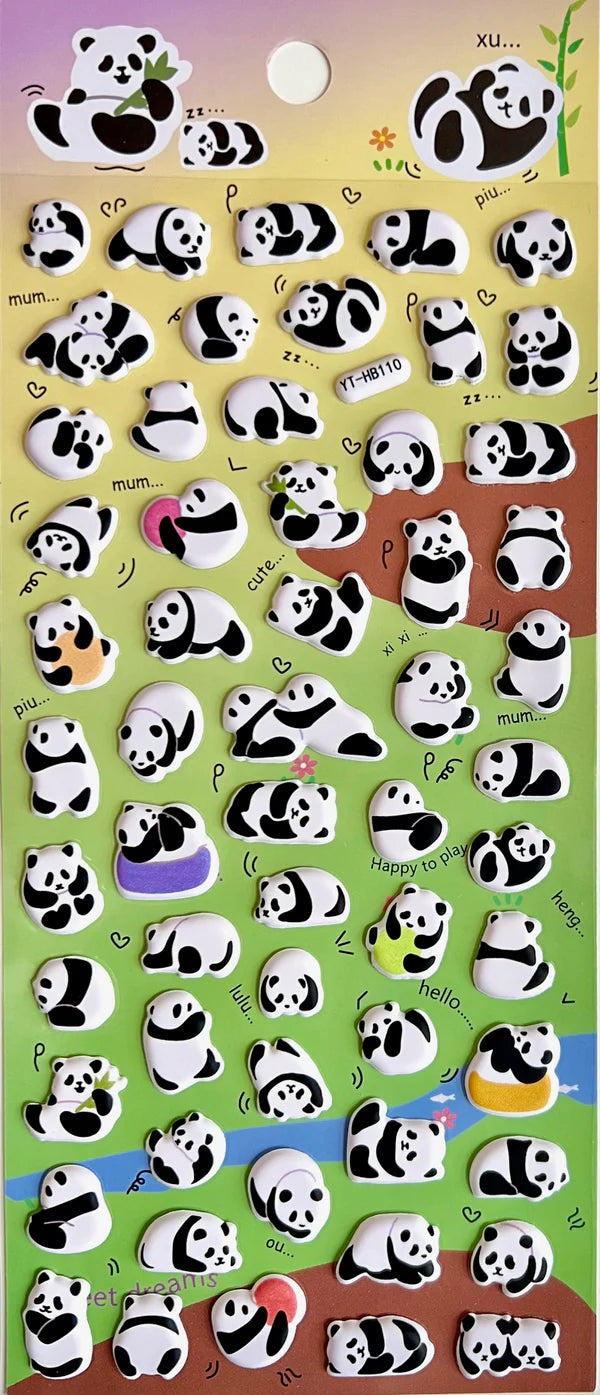 Puffy Panda Sticker Set