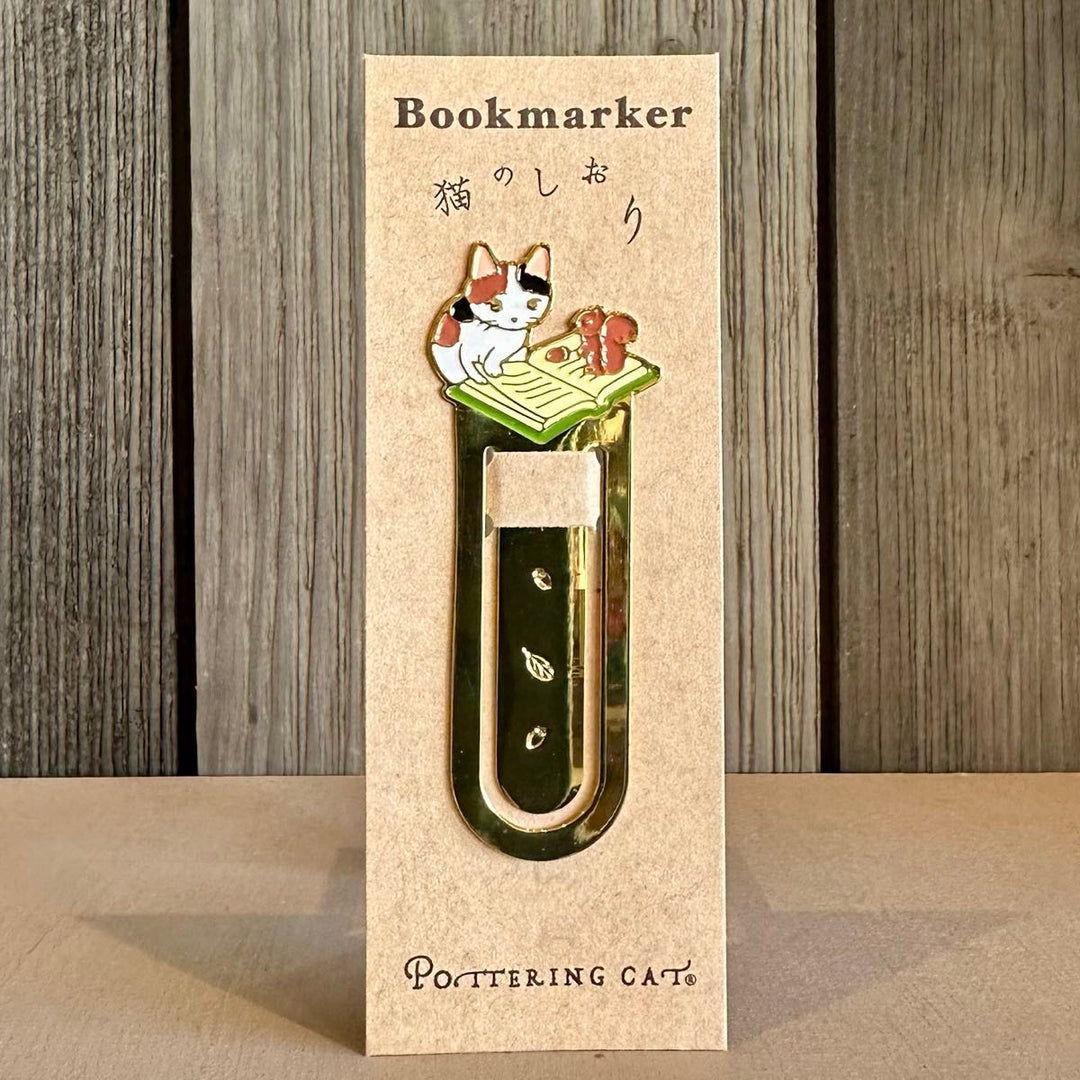 Squirrel Cat Reading Bookmark