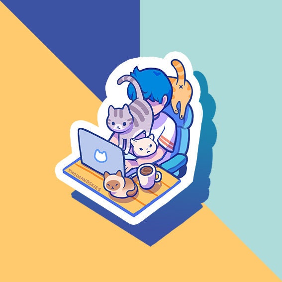 Working from Home with Cats | Vinyl Sticker