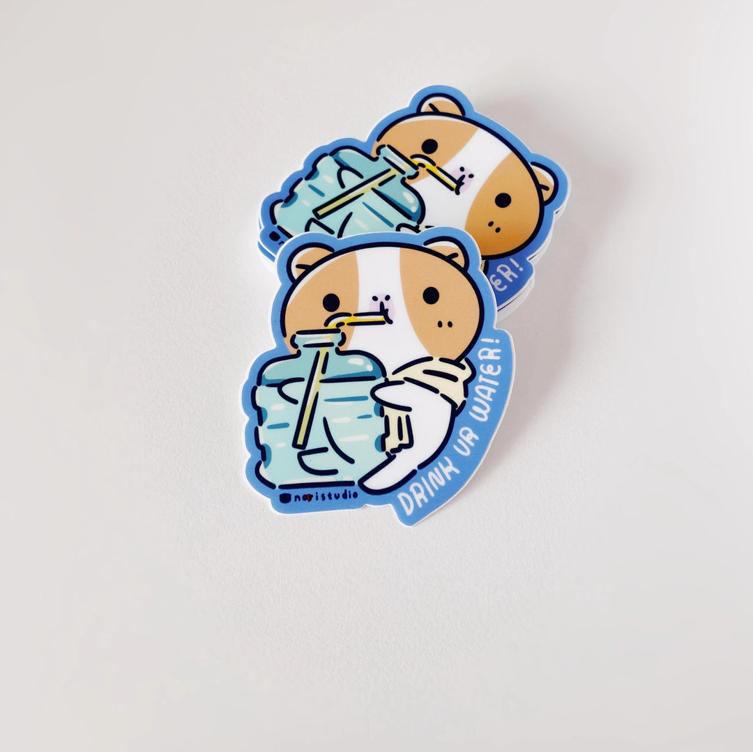 Bubu the Guinea Pig Drink Your Water | Vinyl Sticker