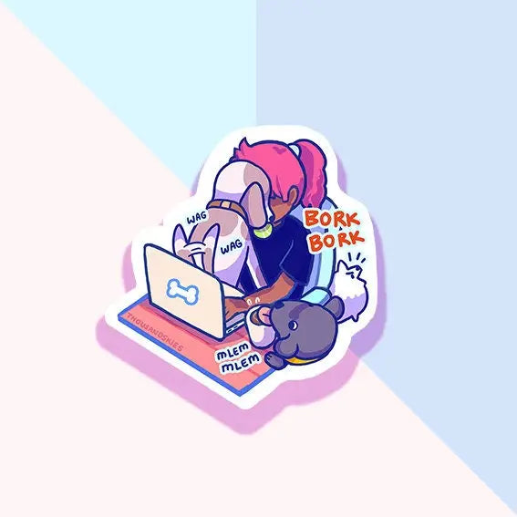Working from Home with Dogs | Vinyl Sticker
