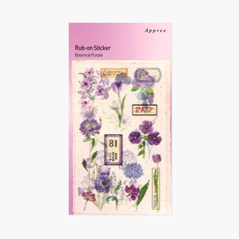 Botanical Purple Rub-On Stickers