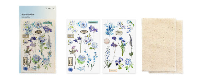 Botanical Blue Rub-On Stickers