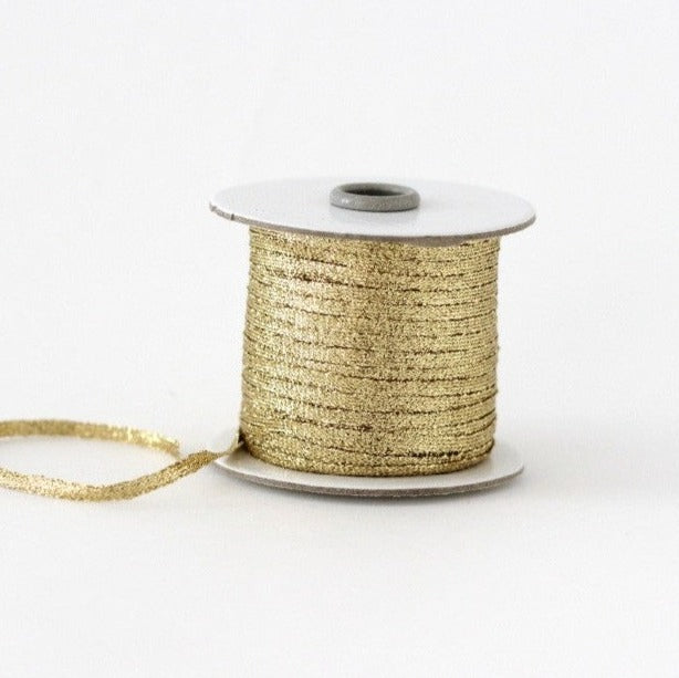 Braided Metallic Ribbon | By the yard - Gold - 1/8"