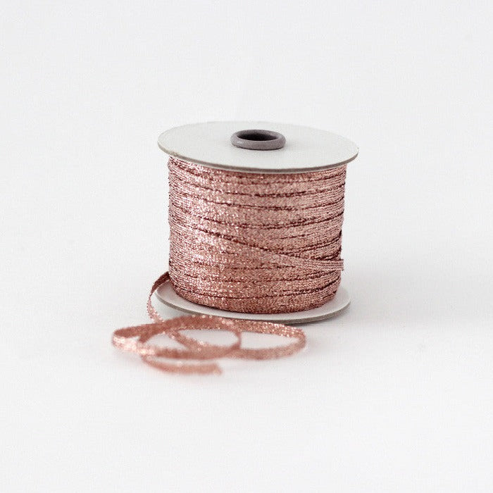 Braided Metallic Ribbon | By the yard - Rose Gold - 1/8"