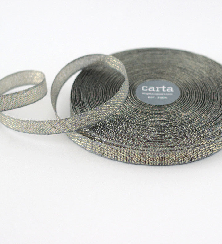 Metallic Loose Weave 1/2" Ribbon | Gravel & Gold