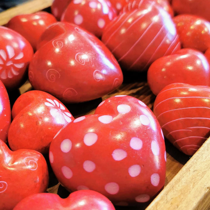 Red Soapstone Heart | Assorted Patterns