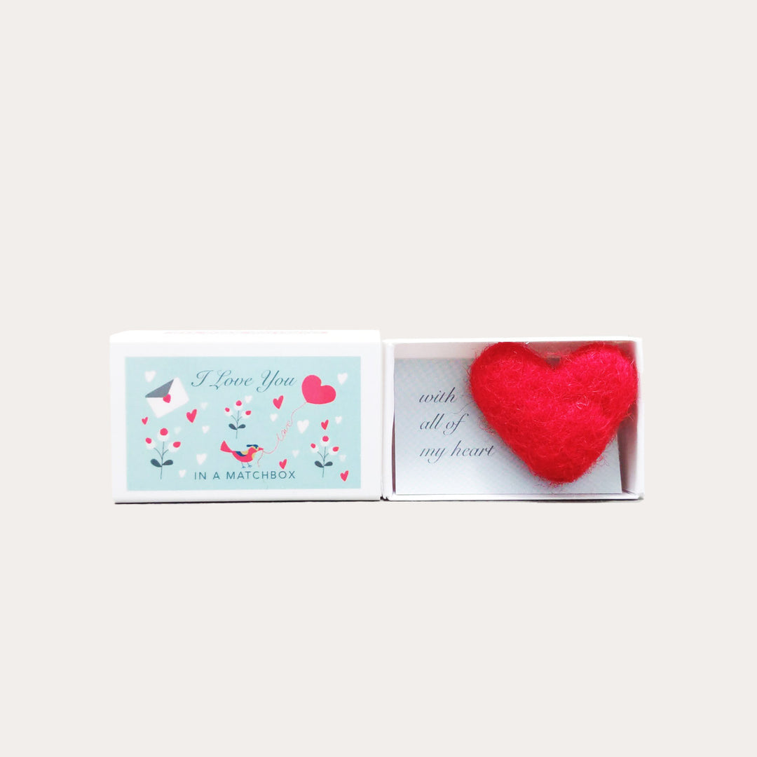 Wool Felt Heart in a Matchbox | I Love You