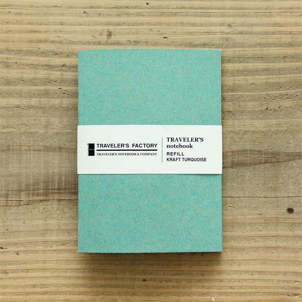 TRAVELER'S FACTORY Original Refill Kraft Turquoise | Passport Size