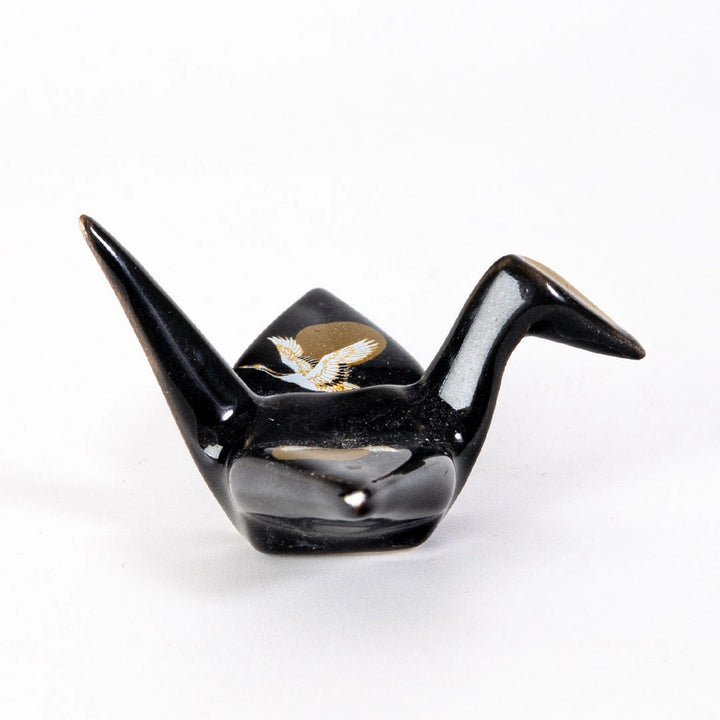 Black Origami Crane Porcelain Pen Rest