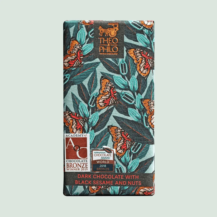 Theo & Philo 65% Dark Chocolate Bar with Black Sesame and Nuts