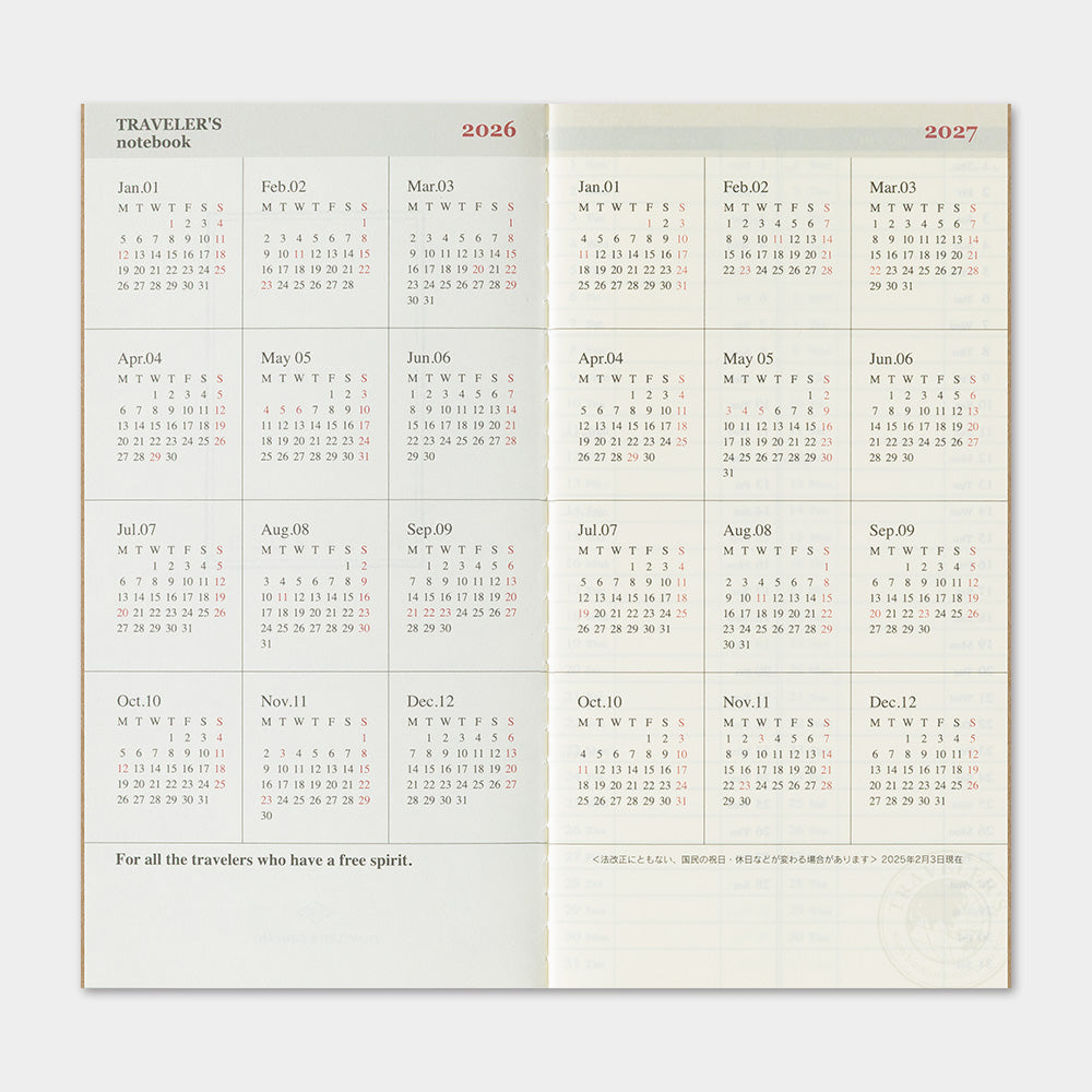 2026 Traveler's Weekly Vertical Planner | Regular Size