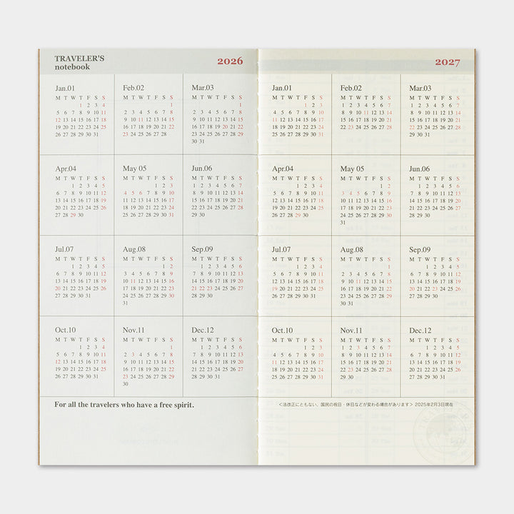 2026 Traveler's Weekly Vertical Planner | Regular Size