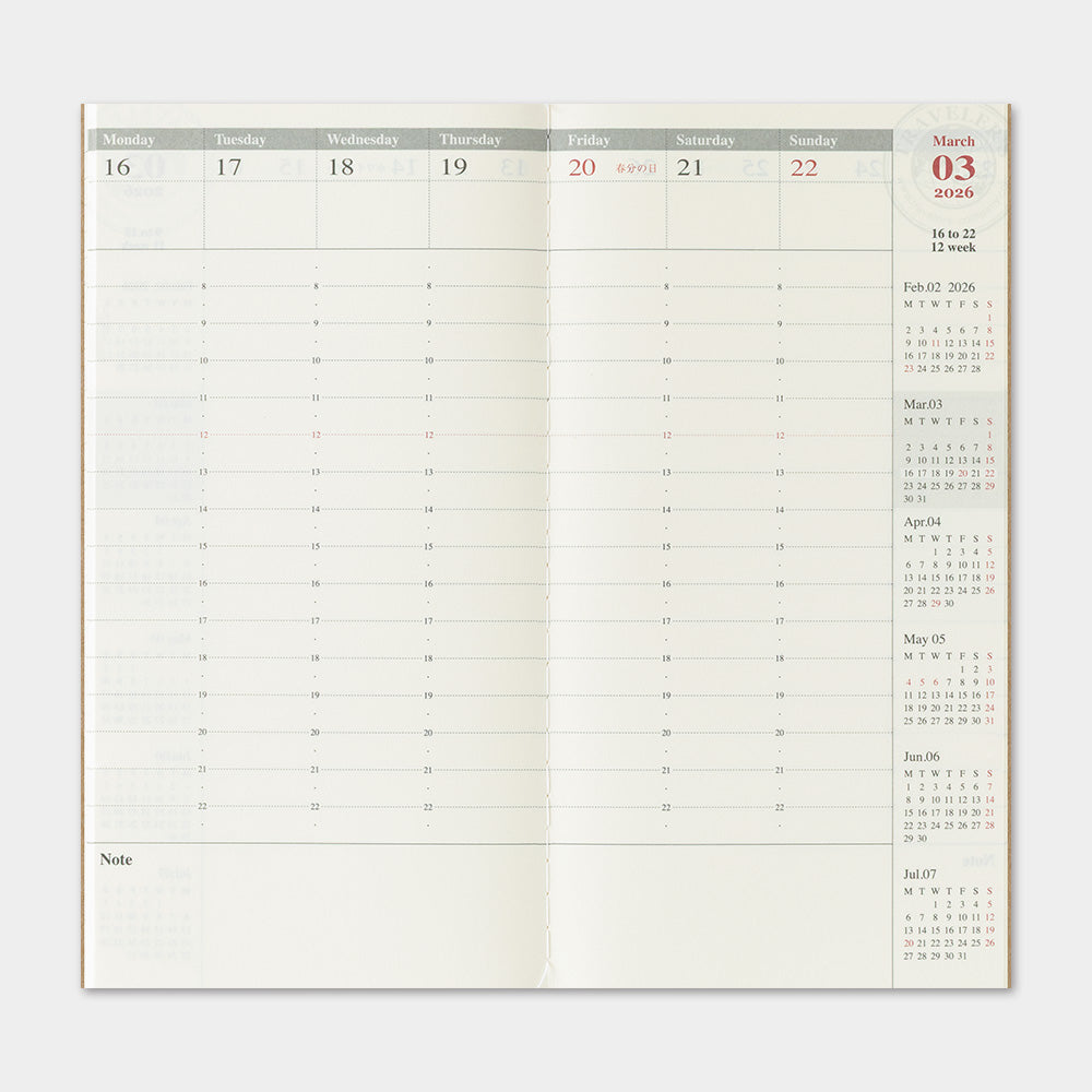2026 Traveler's Weekly Vertical Planner | Regular Size