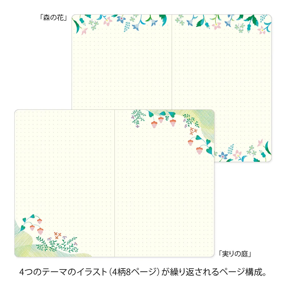Floral Yuru Log Dot Grid Notebook