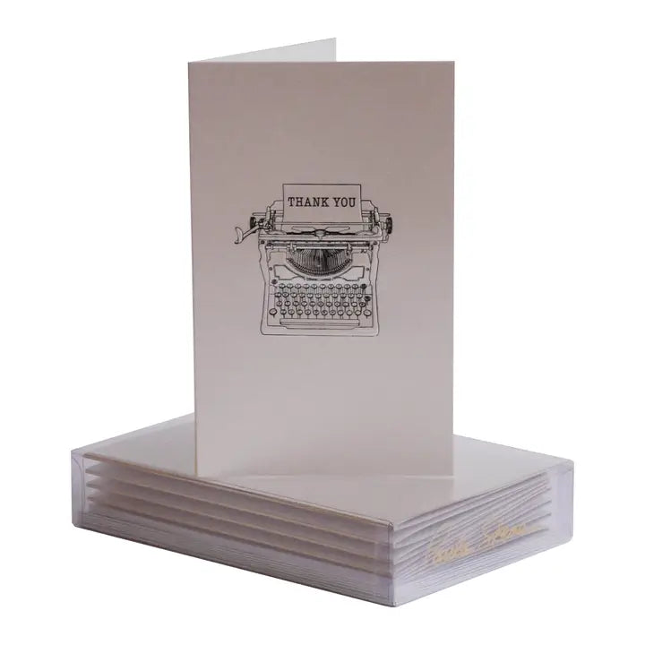 Typewriter On Satin Thank You Mini Card | Set of 8
