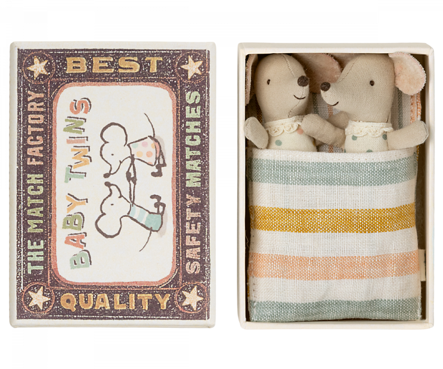 Baby Twin Mice in a Matchbox
