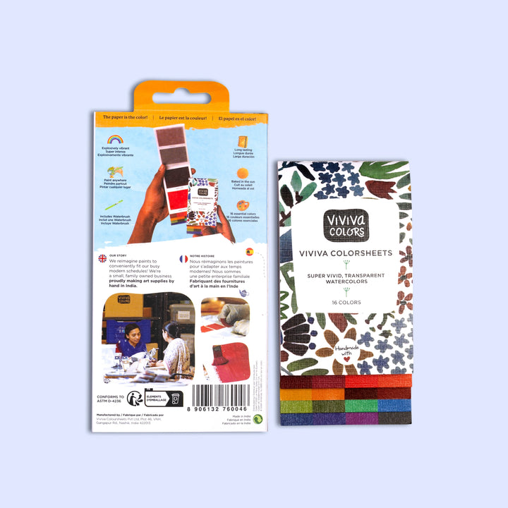 Viviva Colorsheets Sketcher Set | 16 Watercolors with Brush