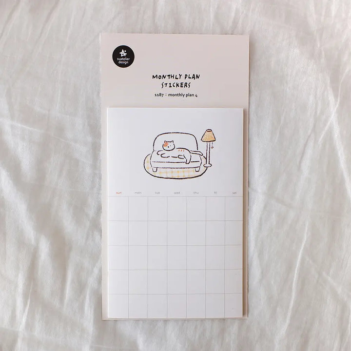 Relaxing Cat Monthly Plan Calendar Stickers