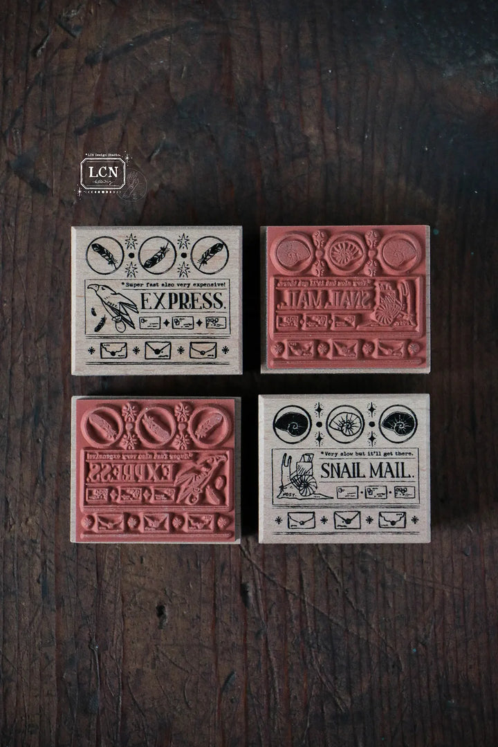 Postal Sign Wooden Stamp Set