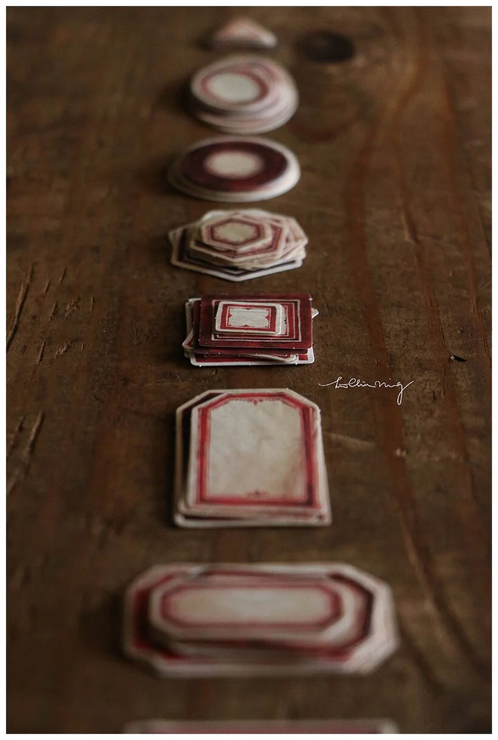 Red Vintage Label Sticker Box Set
