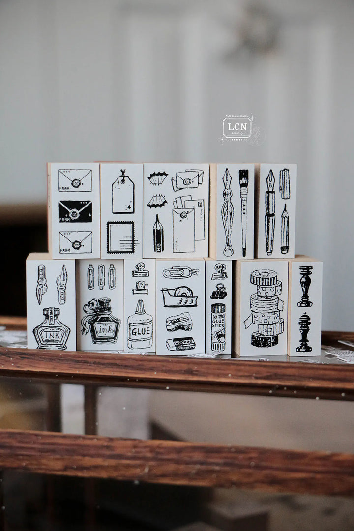 On the Desk II Wooden Stamp Set