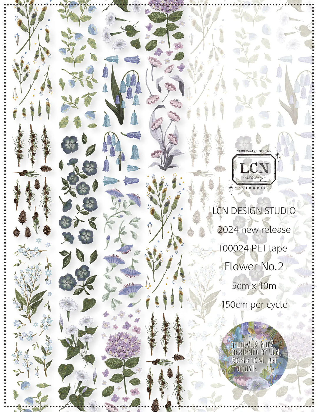 Flower No.2 UV Printing Matte PET Tape