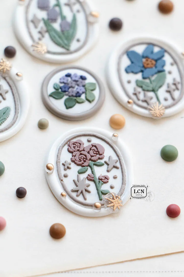 LCN Long Stem Rose Wax Seal Stamp with Handle