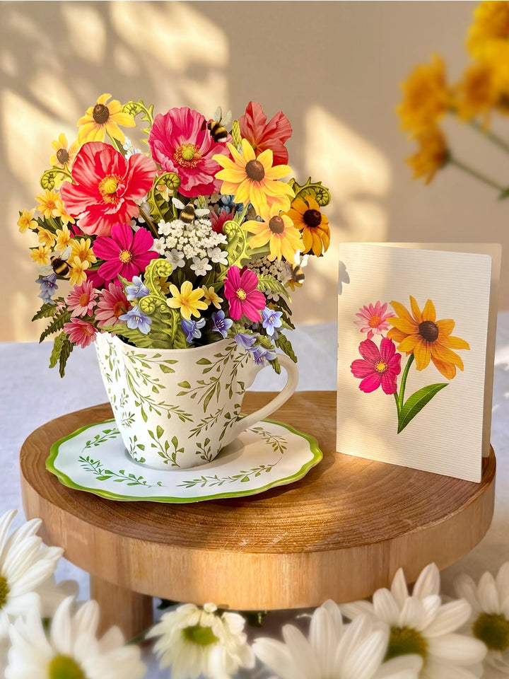 Wildflower Teacup Mini Pop-Up Card